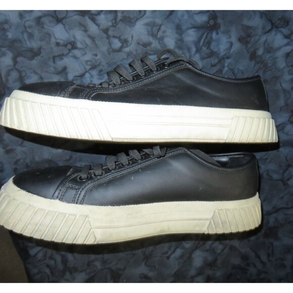 Zara black smooth leather lace up low top sneakers size 42 or US 9 - Picture 4 of 9